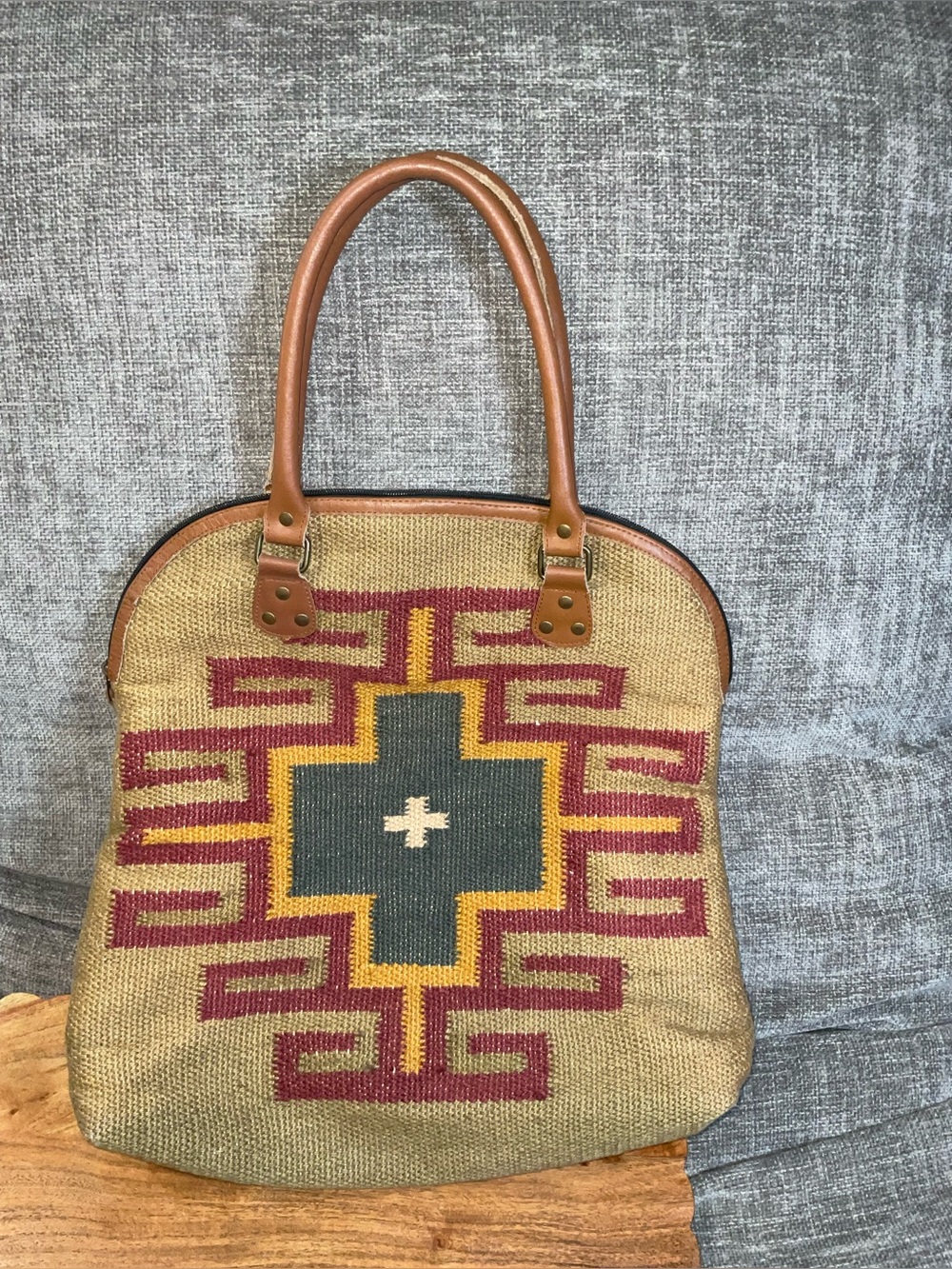 Lovestitch Women’s Large Tote Bag - Brown/Tan/Red/Yellow